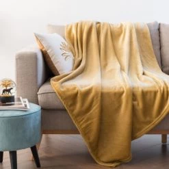 Maisons Du Monde Plaids Plaid Jaune Moutarde 160x210