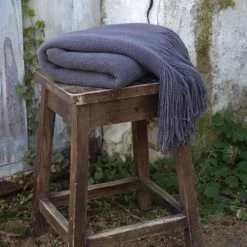 Actome Plaids Plaid Maille à Franges Anthracite 125x150cm -Plaids Soldes plaid maille a franges anthracite 125x150cm 2