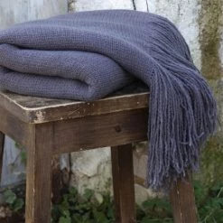 Actome Plaids Plaid Maille à Franges Anthracite 125x150cm