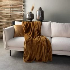 Dutch Decor Plaids Plaid Marron Fleece 200x220 Cm Uni -Plaids Soldes plaid marron fleece 200x220 cm uni 5