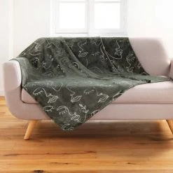 Douceur D'Intérieur Plaids Plaid Métallisé Kaki Argent 125x150cm