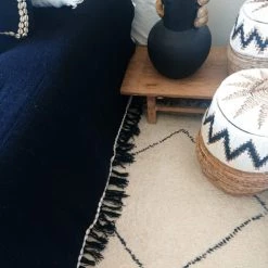 My Bliss Home Plaids Plaid Noir En Coton 200x140 Cm -Plaids Soldes plaid noir en coton 200x140 cm 2