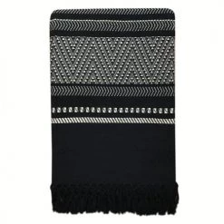 Malagoon Plaids Plaid Noir En Coton à Rayures Natives 240x270 -Plaids Soldes plaid noir en coton a rayures natives 240x270 3