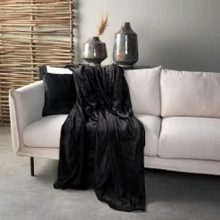 Dutch Decor Plaids Plaid Noir Fleece 200x220 Cm Uni -Plaids Soldes plaid noir fleece 200x220 cm uni 2