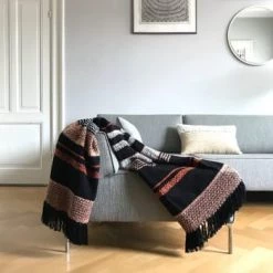 Malagoon Plaids Plaid Noir Multicolore 125x150 -Plaids Soldes plaid noir multicolore 125x150 5