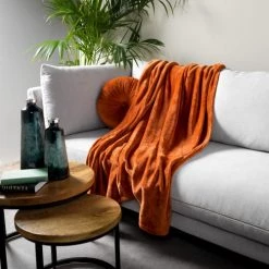 Dutch Decor Plaids Plaid Orange Fleece 150x200 Cm Uni -Plaids Soldes plaid orange fleece 150x200 cm uni 6