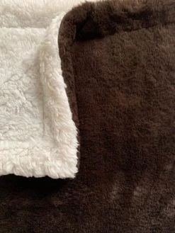 Le Comptoir De La Plage Plaids Plaid Polaire Doublé Imitation "Lapin" Chocolat 130x170cm -Plaids Soldes plaid polaire double imitation lapin chocolat 130x170cm 10