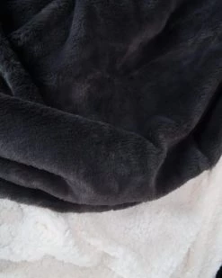 Le Comptoir De La Plage Plaids Plaid Polaire Doublé Imitation "Lapin" Gris Anthracite 130x170cm -Plaids Soldes plaid polaire double imitation lapin gris anthracite 130x170cm 1