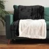 Le Comptoir De La Plage Plaids Plaid Polaire Doublé Imitation "Mouton" Noir 130x170cm -Plaids Soldes plaid polaire double imitation mouton noir 130x170cm