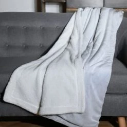 Sensei Maison Plaids Plaid Polaire Doublé Mouton Mastic 150x180 Cm -Plaids Soldes plaid polaire double mouton silver gris 150x180 cm 4