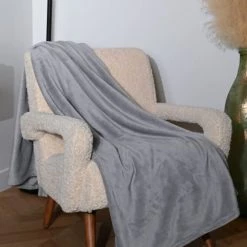 Sensei Maison Plaids Plaid Polaire Extra Doux Et Chaud Gris Perle 150x180 Cm