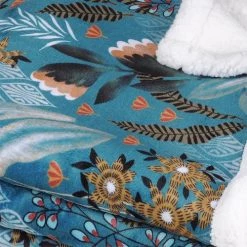 Lovely Casa Plaids Plaid Polyester Pétrole 130x160cm -Plaids Soldes plaid polyester petrole 130x160cm 2