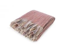 Magma Plaids Plaid Rose Chiné à Franges 190x130cm -Plaids Soldes plaid rose chine a franges 190x130cm 1