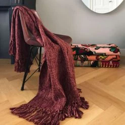 Malagoon Plaids Plaid Tissé Beige Sable 125x150 -Plaids Soldes plaid rouge bordeaux 125x150 9