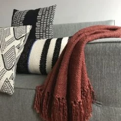 Malagoon Plaids Plaid Jaune Moutarde 125x150 -Plaids Soldes plaid rouge delave 125x150 1