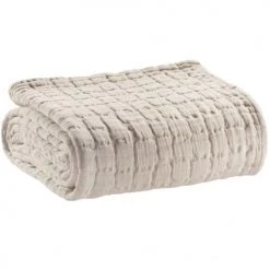 Vivaraise Plaids Plaid Stonewash En Coton Pétrole 130 X 200 -Plaids Soldes plaid stonewash en coton petrole 130 x 200 6