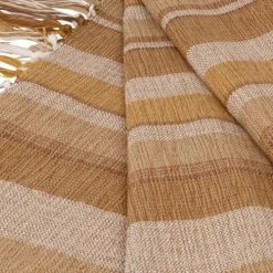 Maisons Du Monde Plaids Plaid Tissé à Rayures En Coton Biologique Détail Franges Jauen Moutarde, Beige Et Blanc 160x210 -Plaids Soldes plaid tisse a rayures en coton biologique detail franges jauen moutarde beige et blanc 160x210 1000 8 39 227876 3