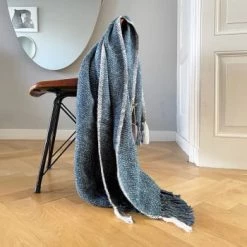 Malagoon Plaids Plaid Jaune Miel 125x150 -Plaids Soldes plaid tisse bleu plomb 125x150 5