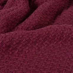 Maisons Du Monde Plaids Plaid Tissé En Coton Recyclé à Franges Rouge 160x210 -Plaids Soldes plaid tisse en coton recycle a franges rouge 160x210 1000 6 10 227109 3