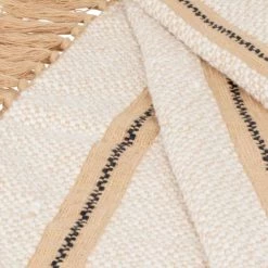 Maisons Du Monde Plaids Plaid Tissé En Coton Recyclé Détail Franges Beige, Noir, Blanc Et Brun 160x210 -Plaids Soldes plaid tisse en coton recycle detail franges beige noir blanc et brun 160x210 1000 13 19 228799 3