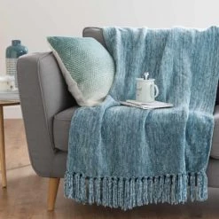 Maisons Du Monde Plaids Plaid Tricoté Bleu 125x150 -Plaids Soldes plaid tricote bleu 125x150 1000 6 13 185374 1