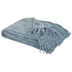 Maisons Du Monde Plaids Plaid Tricoté Bleu 125x150