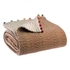 Vivaraise Plaids Plaid Uni En Coton Camel 140 X 200 -Plaids Soldes plaid uni en coton camel 140 x 200 2