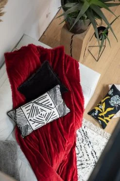 Vivaraise Plaids Plaid Uni En Coton Rubis 135 X 200