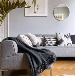 Malagoon Plaids Plaid Jaune Moutarde 125x150 -Plaids Soldes plaid uni gris anthracite 125x150 5