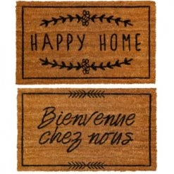 Five Simply Smart Set De 2 Paillassons Coco Bienvenue, Happy Home - 75x45cm