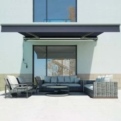 RED DECO Panneaux Et Stores Japonais Store Banne Manuel 3x2m Aluminium Gris 295 X 200 X 14,2 Cm -Plaids Soldes store banne manuel 3x2m aluminium gris 295 x 200 x 14 2 cm 1