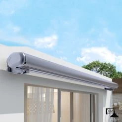 RED DECO Panneaux Et Stores Japonais Store Banne Motorisé 3x2m LED Aluminium Gris Coffre Intégral -Plaids Soldes store banne motorise 3x2m led aluminium gris coffre integral 3