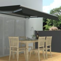 RED DECO Rideaux Et Voilages Store Banne Motorisé LED 3x2.5m Aluminium Gris Avec Télécommande -Plaids Soldes store banne motorise led 3x2 5m aluminium gris avec telecommande 1