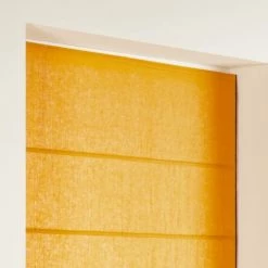 Madura Rideaux Et Voilages Store Bateau 45x220 Cm Ocre Et Bourdon Noir En Lin -Plaids Soldes store bateau 45x220 cm ocre et bourdon noir en lin 2