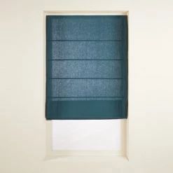 Madura Panneaux Et Stores Japonais Store Bateau 45x220 Cm Pétrole Et Bourdon Noir En Lin