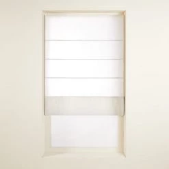 Madura Rideaux Et Voilages Store Bateau 60x220 Cm Blanc Pur Et Bourdon Noir En Lin