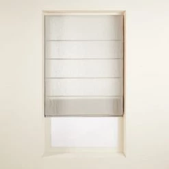 Madura Rideaux Et Voilages Store Bateau 60x220 Cm Calcaire Et Bourdon Noir En Lin