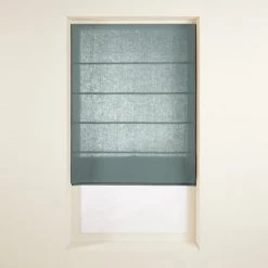 Madura Panneaux Et Stores Japonais Store Bateau 80x220 Cm Vert De Gris Et Bourdon Noir En Lin