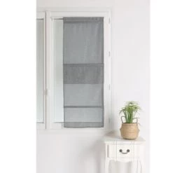 Home Maison Rideaux Et Voilages Store Bateau En étamine Unie Etamine Blanc 180 X 60 -Plaids Soldes store bateau en etamine unie etamine anthracite 180 x 60