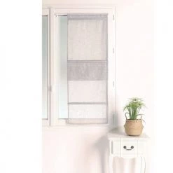 Home Maison Rideaux Et Voilages Store Bateau En étamine Unie Etamine Gris Perle 180 X 60