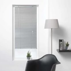 Store D'intérieur Panneaux Et Stores Japonais Store Vénitien à Lamelles Aluminium Argent 130x60cm